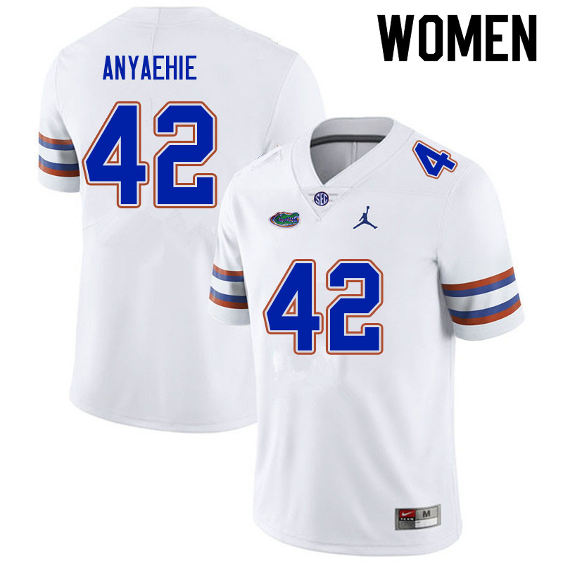 Women #42 Kenny Anyaehie Florida Gators College Football Jerseys Sale-White - Click Image to Close